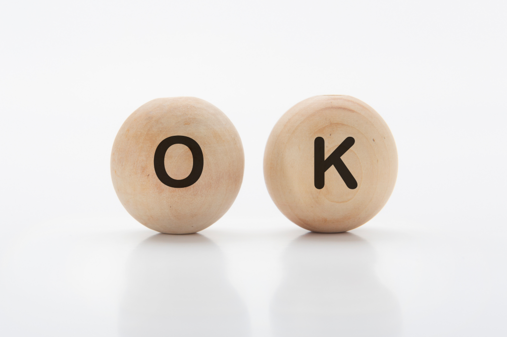 Image of the word ok on a white background